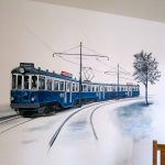 Blauwe tram, Muurschildering appartementencomplex De oude Remise Noordwijk